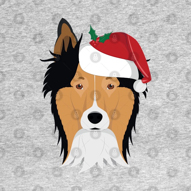 Collie Rough Dog With Red Santa's Hat Funny Xmas Gift by salemstore